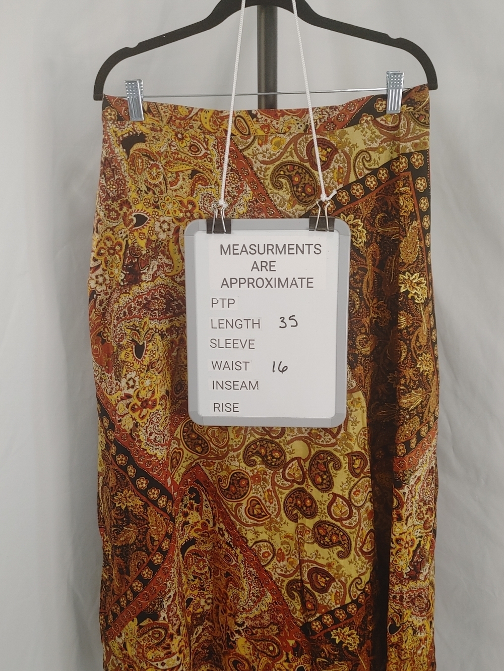Boho Paisley Patchwork Midi Skirt Women Size 16 Lined Fall Colors - Picture 8 of 9